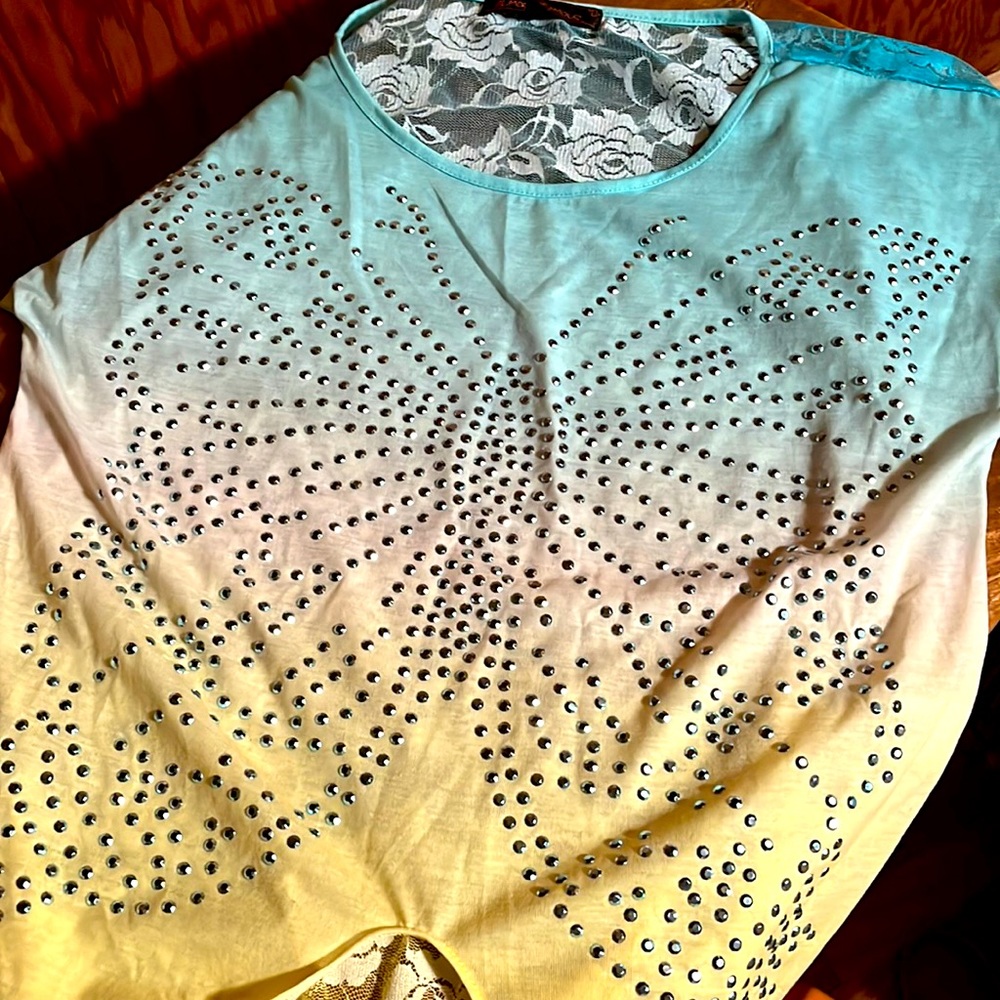 NWOT ombré butterfly lace shirt